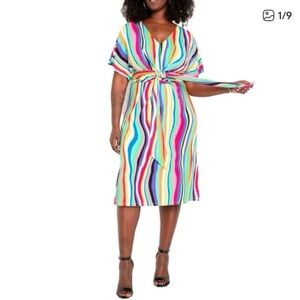 Eloquii Colorful Striped Midi Dress